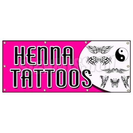 Signmission HENNA TATTOOS BANNER SIGN natural long lasting temporary parlor artist B-96 Henna Tattoos